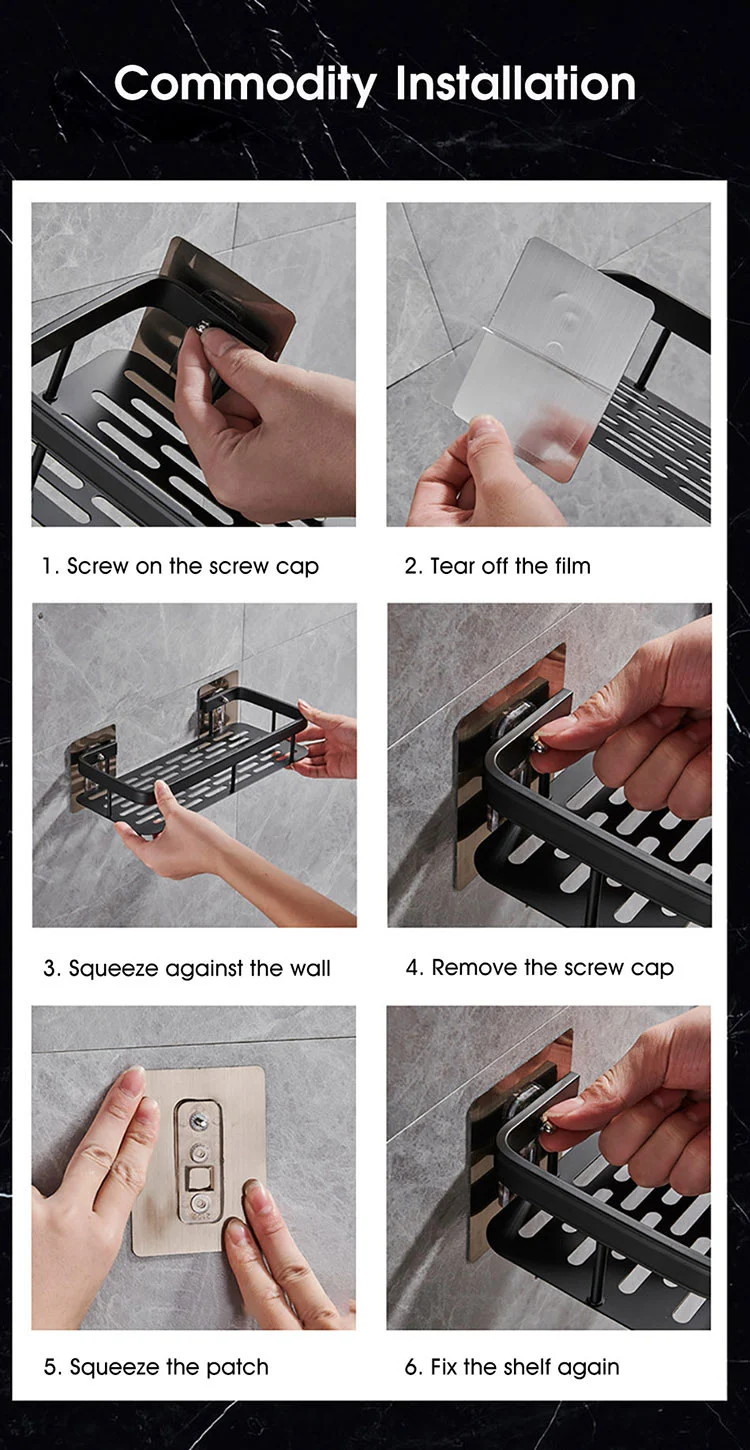 No Drill Suction Bathroom Shelf